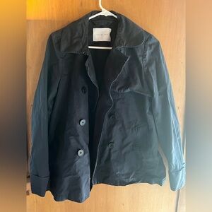 Everlane Women Black / Navy Double-Breasted Jacket Short Trench Coat